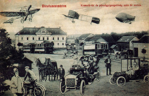 Kossuth tér és Pénzügyigazgatóság száz év múlva "Erzsébet" Könyvnyomda 1911